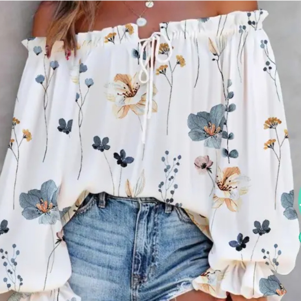Brand New!!! Off shoulder floral print blouse